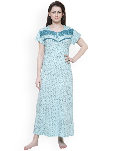 

Secret Wish Sea Green Printed Nightdress NT-E144-689