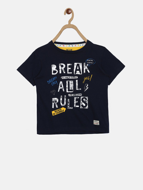 

Blue Giraffe Boys Navy Blue Printed Round Neck T-shirt