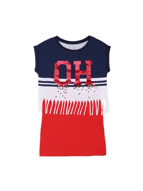 

Pantaloons Junior Girls Pack of Navy Blue Printed Crop Top with a Tank Top