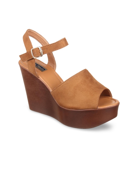 

Flat n Heels Women Tan Brown Solid Suede Sandals
