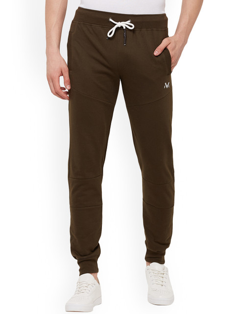 

VINENZIA Men Olive Green Solid Slim-Fit Joggers