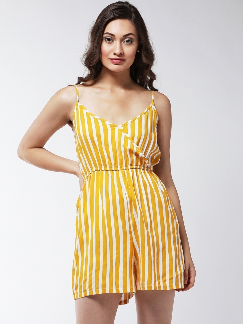 

MAGRE Mustard Yellow & White Striped Playsuit