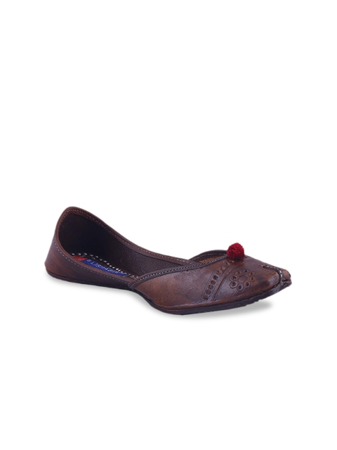 

MSC Women Coffee Brown Laser-Cut Leather Mojaris
