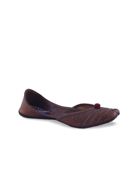 

MSC Women Coffee Brown Textured Leather Mojaris