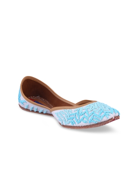 

MSC Women Lavender & Blue Embellished Leather Mojaris