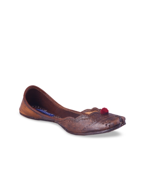 

MSC Women Coffee Brown Textured Leather Mojaris