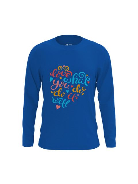 

Circle Square Unisex Blue Printed Round Neck T-shirt