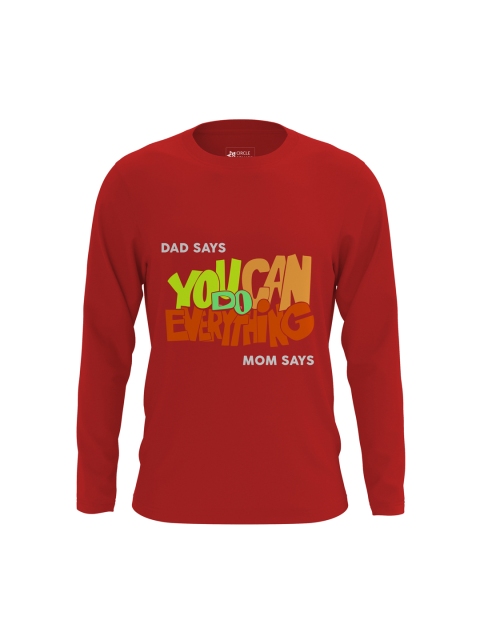 

Circle Square Kids Red Printed Round Neck T-shirt