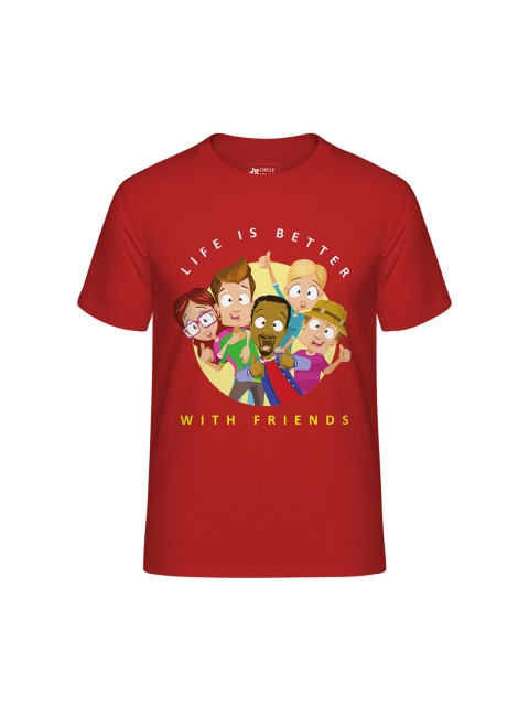

Circle Square Kids Red Printed Round Neck T-shirt