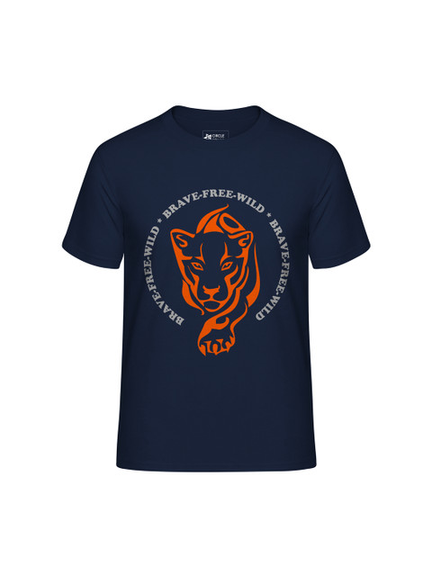 

Circle Square Unisex Navy Blue Printed Round Neck T-shirt