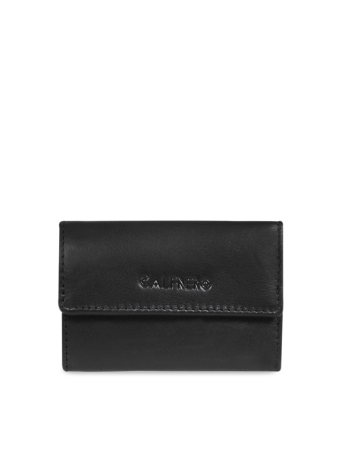 

CALFNERO Unisex Black Solid Genuine Leather Key Case