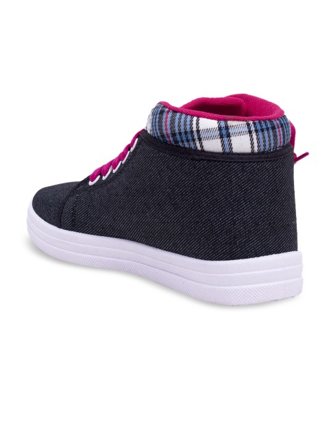 

ASIAN Women Black Textured Mesh Mid-Top Sneakers