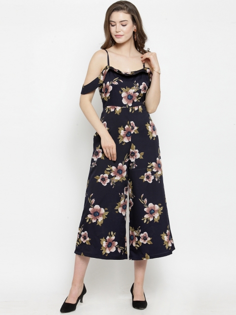 

Just Wow Navy Blue Printed & Pink Culotte Jumpsuit