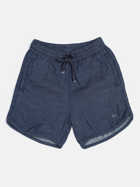 

Blue Giraffe Girls Navy Blue Self Design Regular Fit Regular Shorts