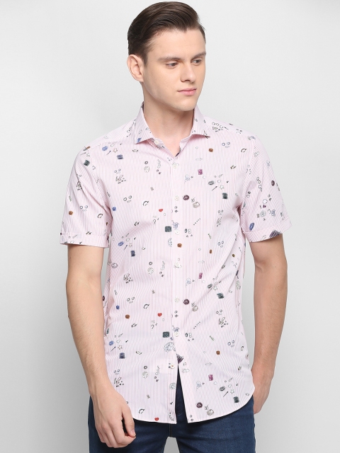 

SIMON CARTER LONDON Men Pink Slim Fit Printed Casual Shirt