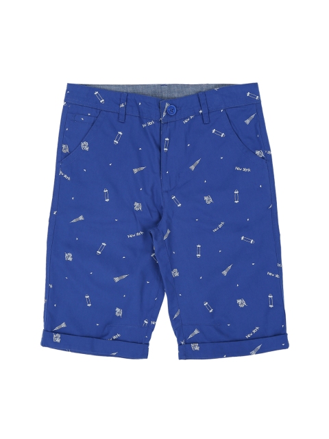 

Pantaloons Junior Boys Blue Printed Regular Fit Regular Shorts
