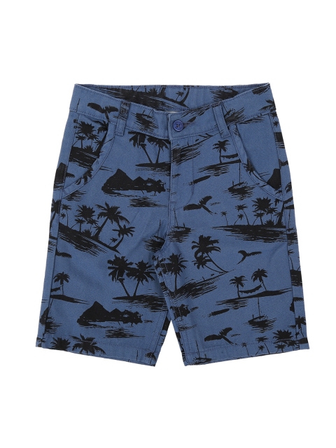 

Pantaloons Junior Boys Blue Printed Regular Fit Regular Shorts