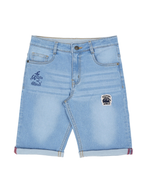 

Pantaloons Junior Boys Blue Washed Regular Fit Denim Shorts