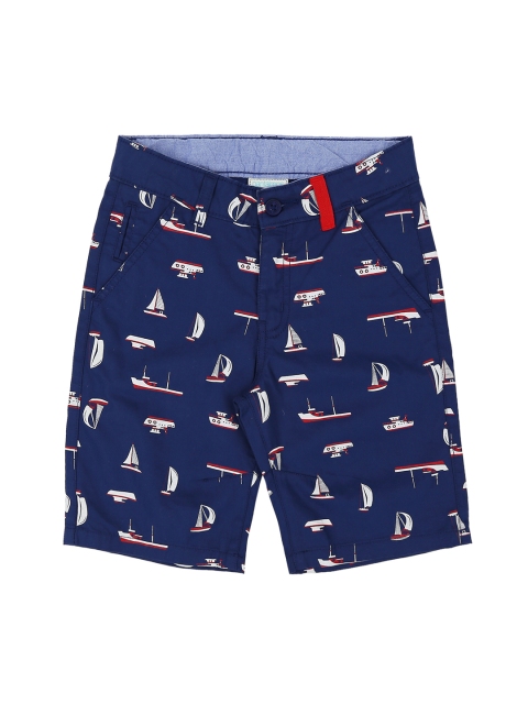 

Pantaloons Junior Boys Blue Printed Regular Fit Regular Shorts