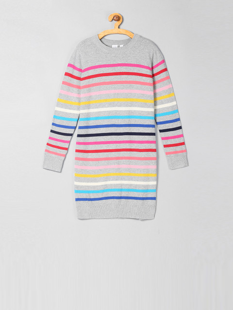 

GAP Girls Long Sleeve Striped Sweater, Grey