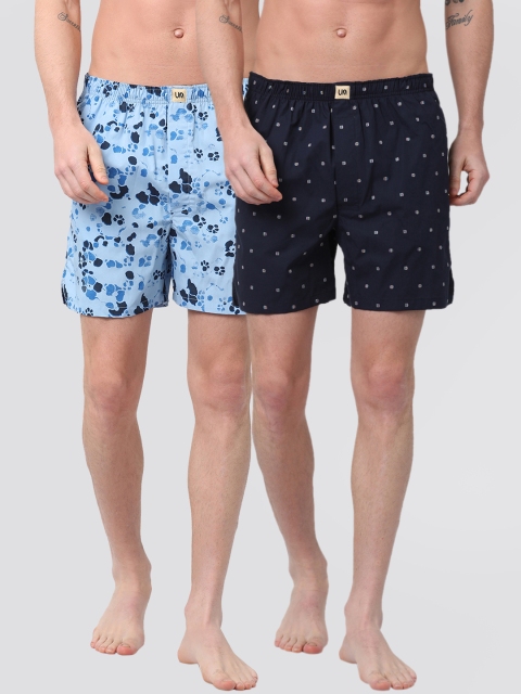 

Urban Dog Men Pack of 2 Printed Boxers UDBX125_UDBX128, Navy blue