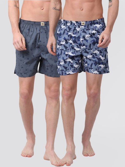 

Urban Dog Men Pack of 2 Printed Boxers UDBX124_UDBX131, Blue
