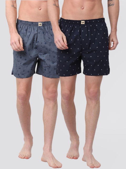 

Urban Dog Men Pack of 2 Printed Boxers UDBX125_UDBX131, Navy blue