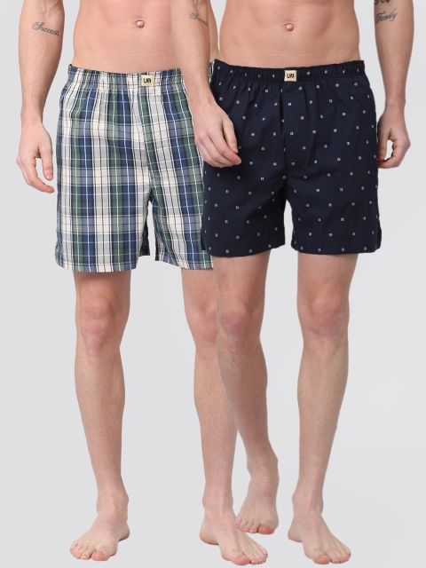 

Urban Dog Men Pack of 2 Printed Boxers UDBX125_UDBX126, Navy blue