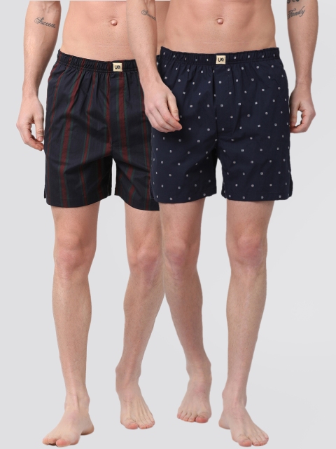 

Urban Dog Men Pack of 2 Printed Boxers UDBX125_UDBX129, Navy blue