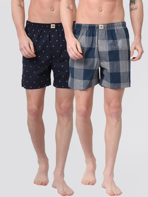 

Urban Dog Men Pack of 2 Printed Boxers UDBX125_UDBX127, Navy blue
