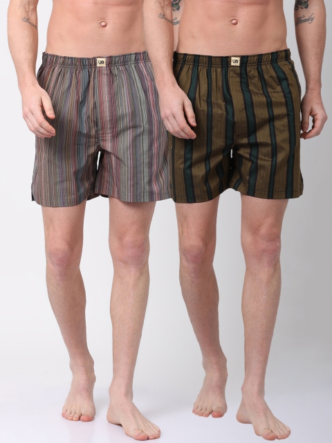 

Urban Dog Mens Pack of 2 Printed Boxers UDBX120_UDBX132, Brown