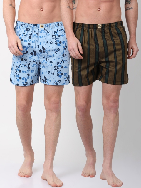 

Urban Dog Mens Pack of 2 Printed Boxers UDBX120_UDBX128, Brown