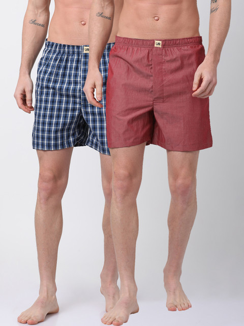 

Urban Dog Mens Pack of 2 Printed Boxers UDBX121_UDBX123, Red