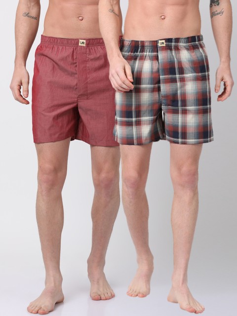 

Urban Dog Mens Pack of 2 Printed Boxers UDBX121_UDBX130, Red