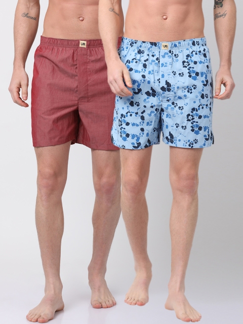 

Urban Dog Mens Pack of 2 Printed Boxers UDBX121_UDBX128, Red