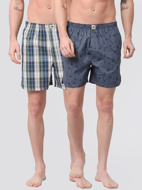 

Urban Dog Men Pack of 2 Printed Boxers UDBX126_UDBX131, Blue