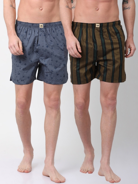 

Urban Dog Mens Pack of 2 Printed Boxers UDBX120_UDBX131, Brown