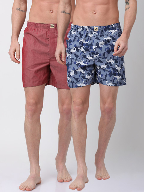 

Urban Dog Mens Pack of 2 Boxers UDBX121_UDBX124, Red