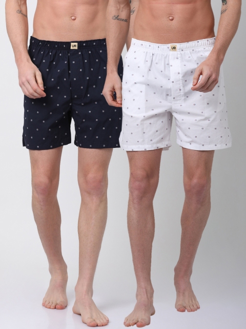 

Urban Dog Mens Pack of 2 Printed Boxers UDBX122_UDBX125, White