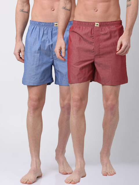 

Urban Dog Mens Pack of 2 Solid Boxers UDBX119_UDBX121, Blue