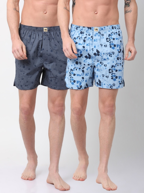 

Urban Dog Men Pack of 2 Printed Boxers UDBX128_UDBX131, Blue