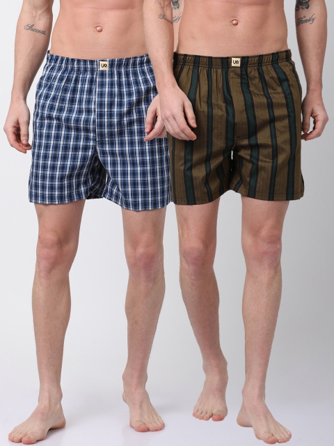 

Urban Dog Mens Pack of 2 Printed Boxers UDBX120_UDBX123, Brown