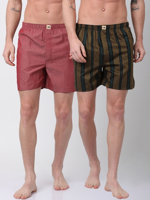 

Urban Dog Mens Pack of 2 Boxers UDBX120_UDBX121, Brown
