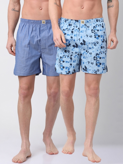 

Urban Dog Mens Pack of 2 Boxers UDBX120_UDBX124, Blue