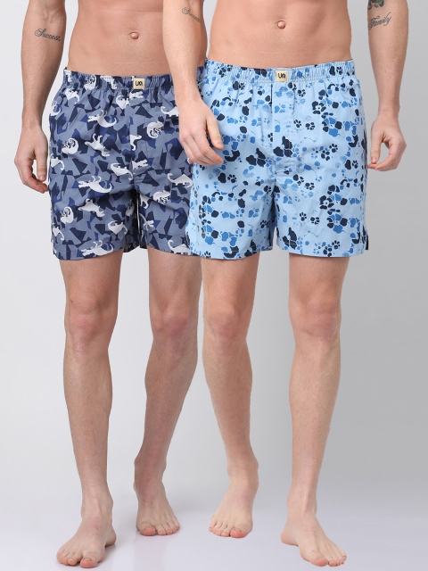 

Urban Dog Men Pack of 2 Printed Boxers UDBX124_UDBX128, Blue