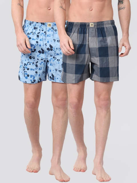 

Urban Dog Men Pack of 2 Printed Boxers UDBX127_UDBX128, Navy blue