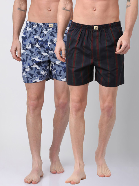 

Urban Dog Men Pack of 2 Printed Boxers UDBX124_UDBX129, Blue