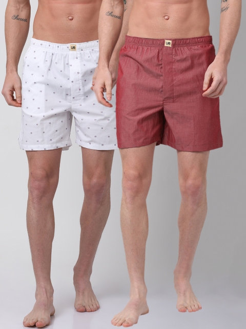 

Urban Dog Mens Pack of 2 Printed Boxers UDBX121_UDBX122, Red