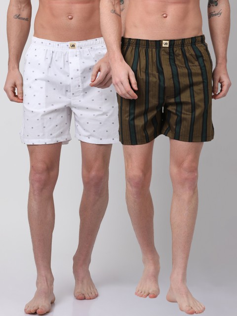 

Urban Dog Mens Pack of 2 Printed Boxers UDBX120_UDBX122, Brown