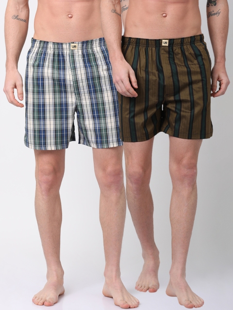 

Urban Dog Mens Pack of 2 Printed Boxers UDBX120_UDBX126, Brown